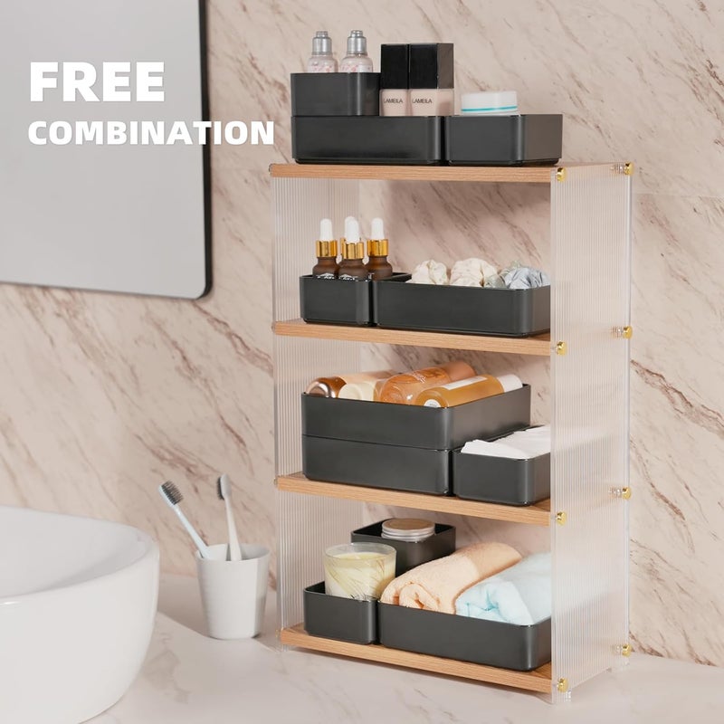 CHANCETSUI 11-Piece Stackable Drawer Organizer Set, Multi-size Desk Drawer Organizer Trays Vanity Storage Bins for Storing Makeup, Stationery, Utensils in Bathroom Dresser, Office and Kitchen - Image 4